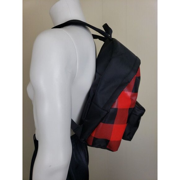 Dsquared2 Wood Backpack Red Buffalo Plaid Lightweight Gym Bag Unisex Rucksack - Picture 4 of 9